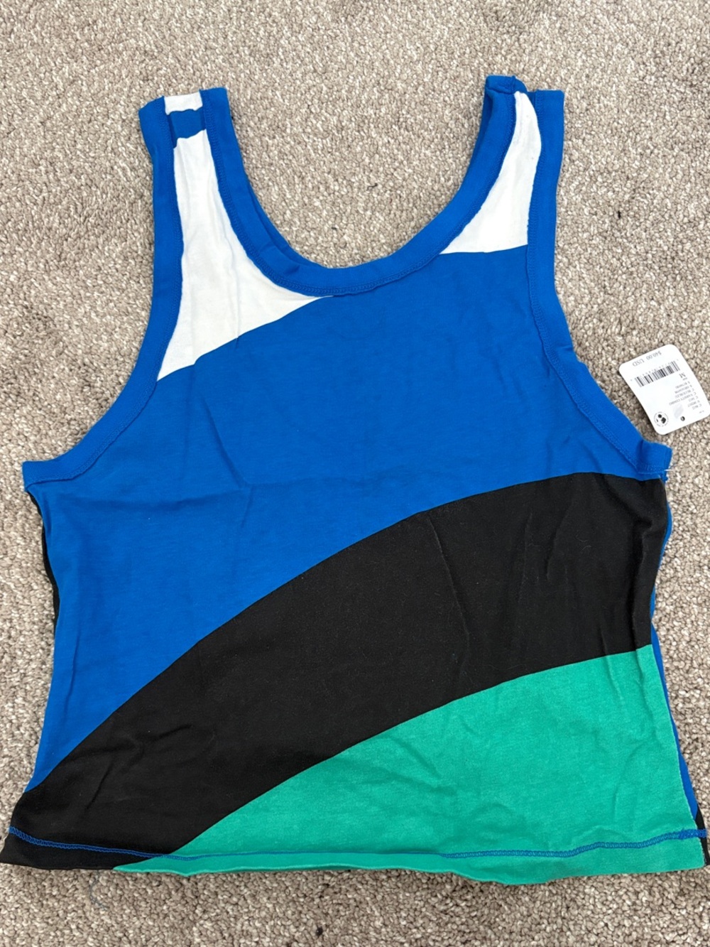 Free people Colorblock Racerback Tank - Blue, Black, Teal, White
